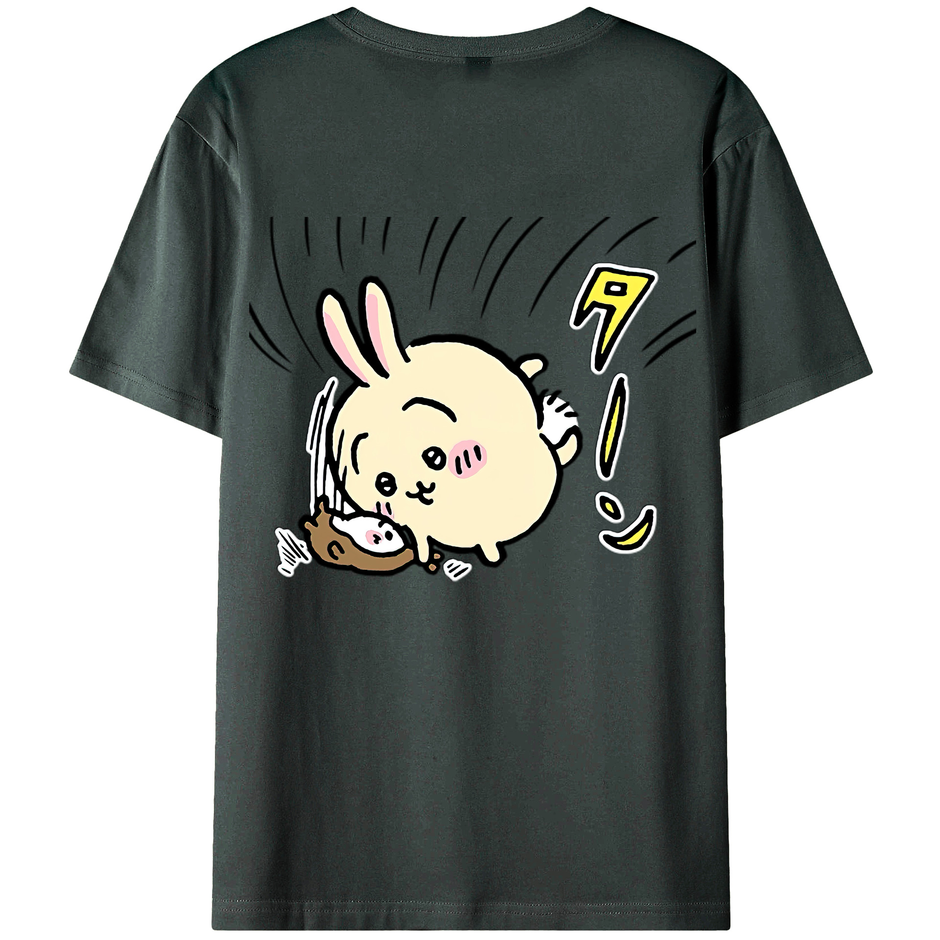 （画像用） ちいかわ うさぎ Chii-kawa usagi 綿100％ メンズ半袖Tシャツ（バックプリント） 通気性